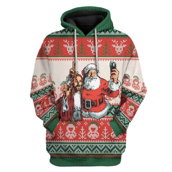 Custom Ugly Santa And Jesus Apparel HD-DT29101903 3D Custom Fleece Hoodies Hoodie S 
