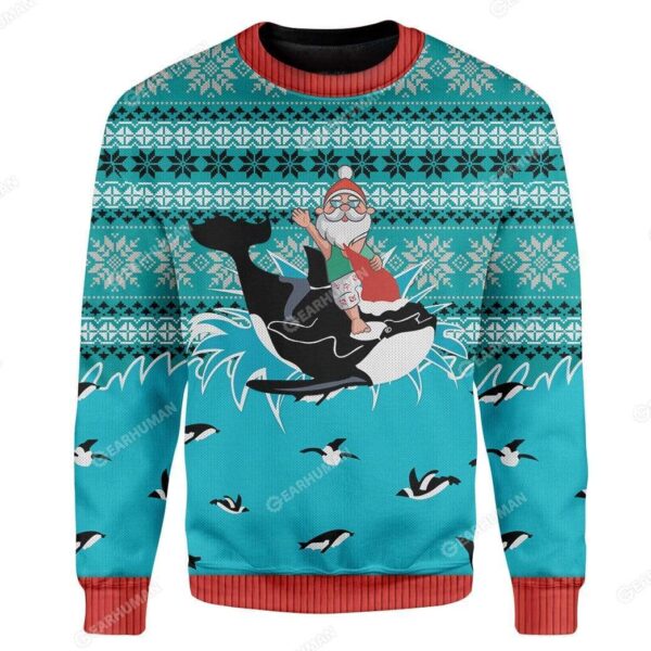 Custom Ugly Santa And Whale Christmas Sweater Jumper HD-TT29101910 Ugly Christmas Sweater