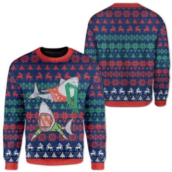 Custom Ugly Shark Christmas Sweater Jumper HD-TT28101910 Ugly Christmas Sweater 