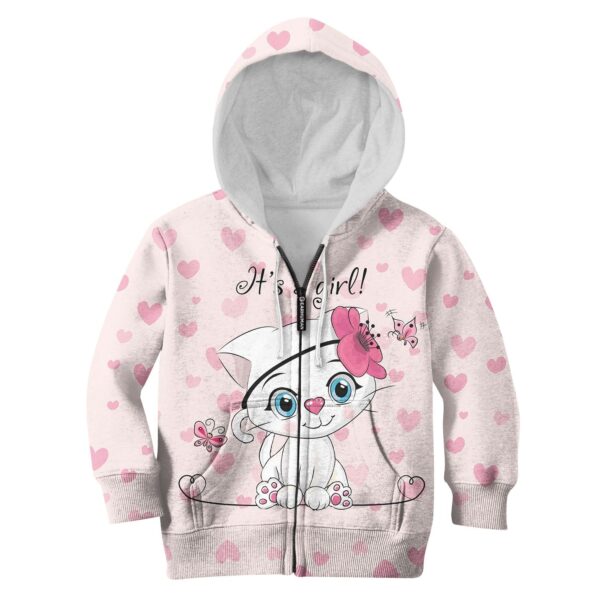 Cute Baby Catty Girl Custom Hoodies T-shirt Apparel HD-PET110349K kid 3D apparel Kid Zip Hoodie S/6-8
