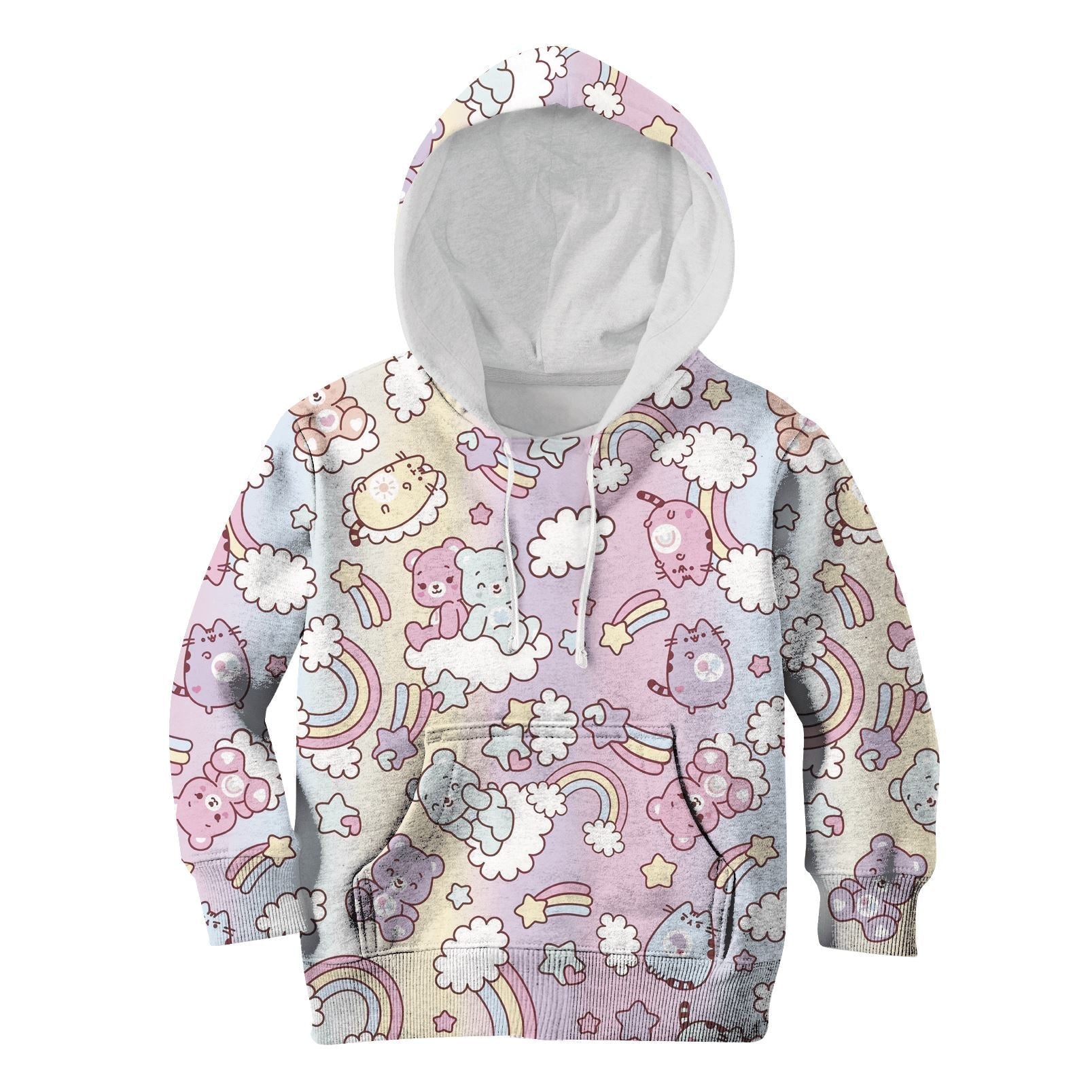 CUTE BEAR AND Pusheen Kid Custom Hoodies T-shirt Apparel HD-PET110319K kid 3D apparel Kid Hoodie S/6-8