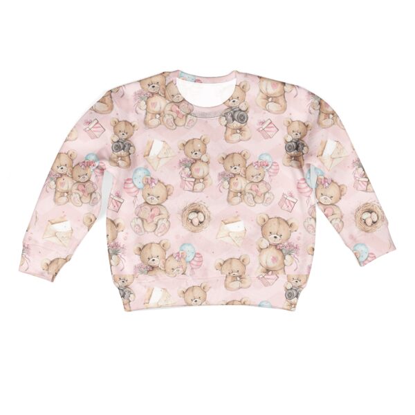 CUTE BEAR WITH BALLOON AND GIFTS Kid Custom Hoodies T-shirt Apparel HD-PET110318K kid 3D apparel Kid Sweatshirt S/6-8