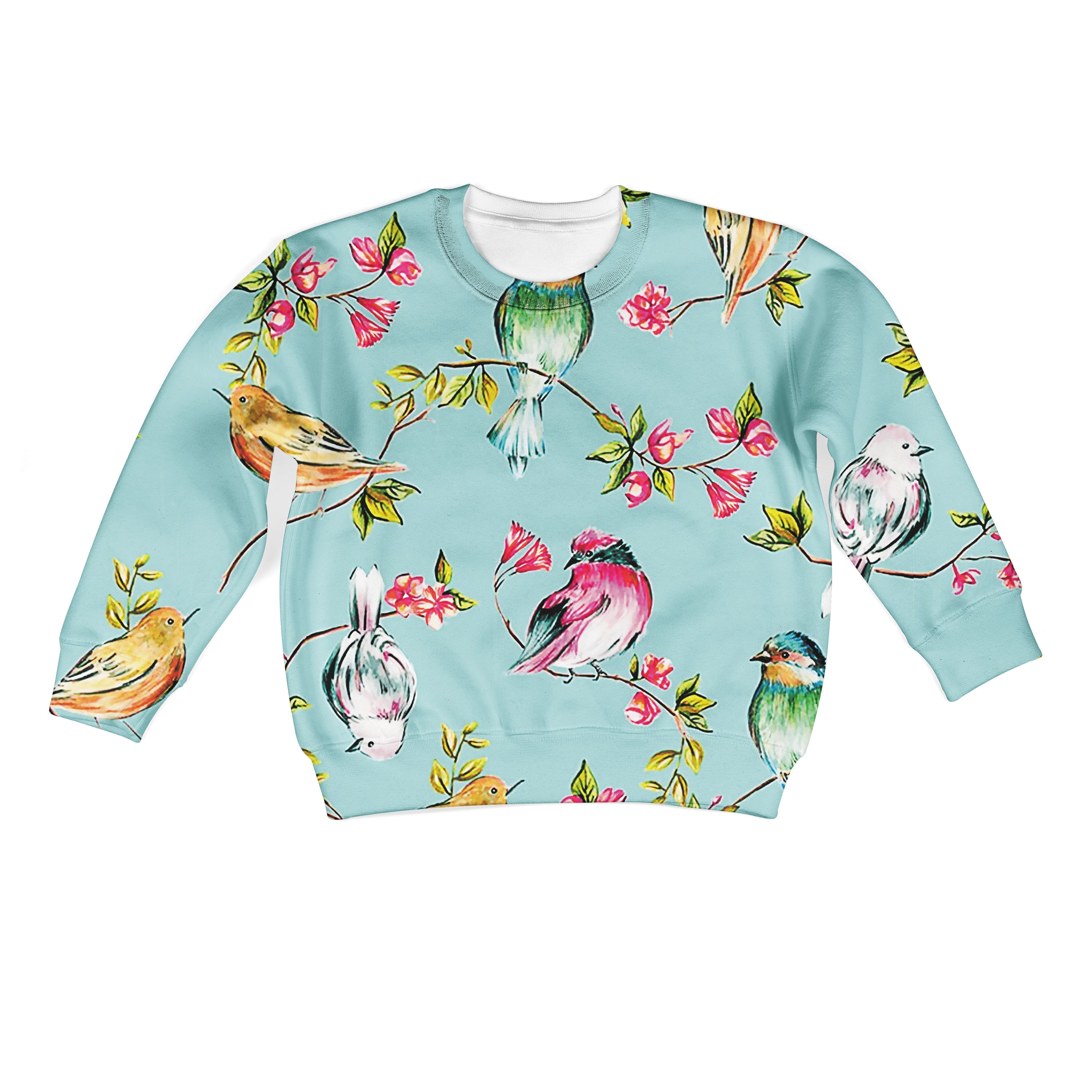 CUTE BIRDS Kid Custom Hoodies T-shirt Apparel HD-PET110218K kid 3D apparel Kid Sweatshirt S/6-8