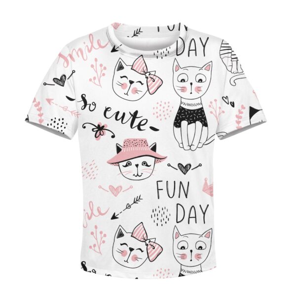 Cute Cat In Fun Day Custom Hoodies T-shirt Apparel HD-PET110329K kid 3D apparel Kid T-Shirt XS