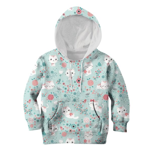 cute cats and birds Kid Custom Hoodies T-shirt Apparel HD-PET110335K kid 3D apparel Kid Hoodie S/6-8 