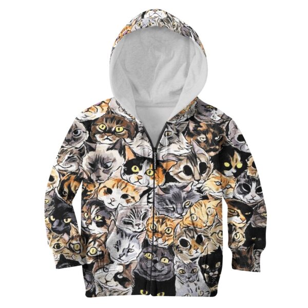 CUTE CATS Kid Custom Hoodies T-shirt Apparel HD-PET110222K kid 3D apparel Kid Zip Hoodie S/6-8 