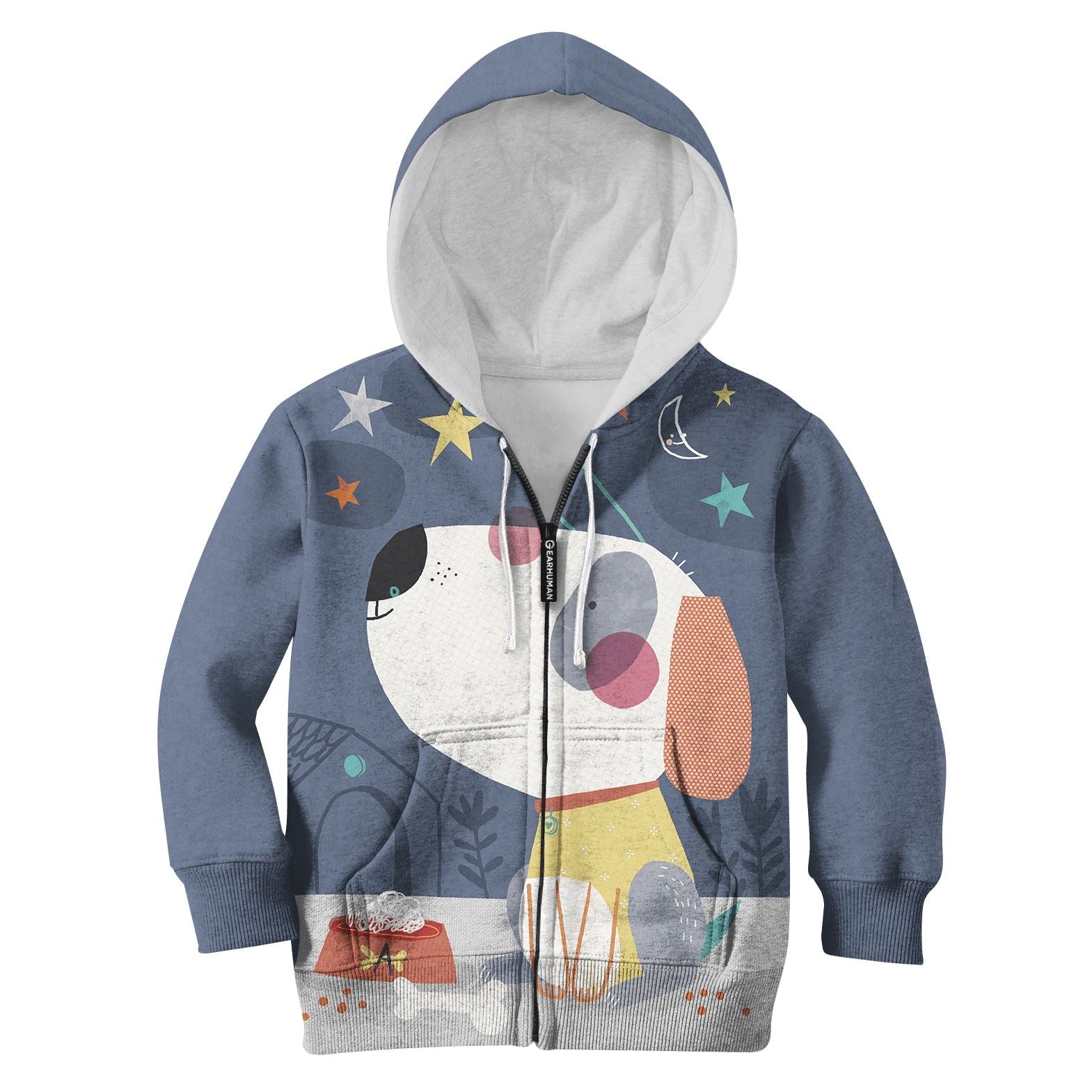 Cute Dog And His Bone Custom Hoodies T-shirt Apparel HD-PET110291K kid 3D apparel Kid Zip Hoodie S/6-8