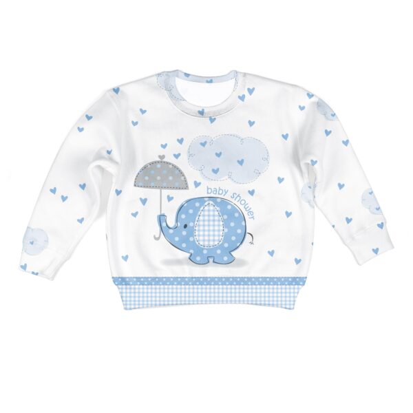 cute elephant baby shower Kid Custom Hoodies T-shirt Apparel HD-PET110287K kid 3D apparel Kid Sweatshirt S/6-8