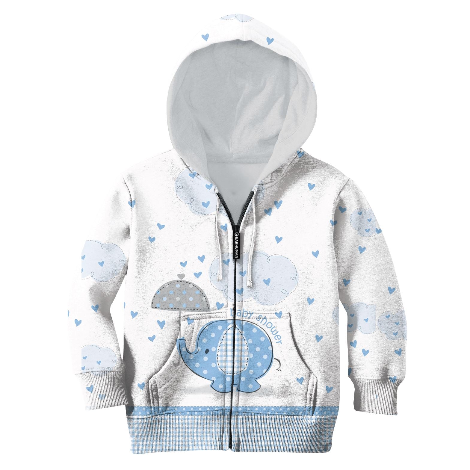 cute elephant baby shower Kid Custom Hoodies T-shirt Apparel HD-PET110287K kid 3D apparel Kid Zip Hoodie S/6-8