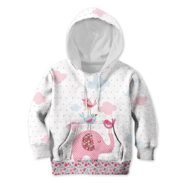 CUTE ELEPHANT Kid Custom Hoodies T-shirt Apparel HD-PET110374K kid 3D apparel Kid Hoodie S/6-8