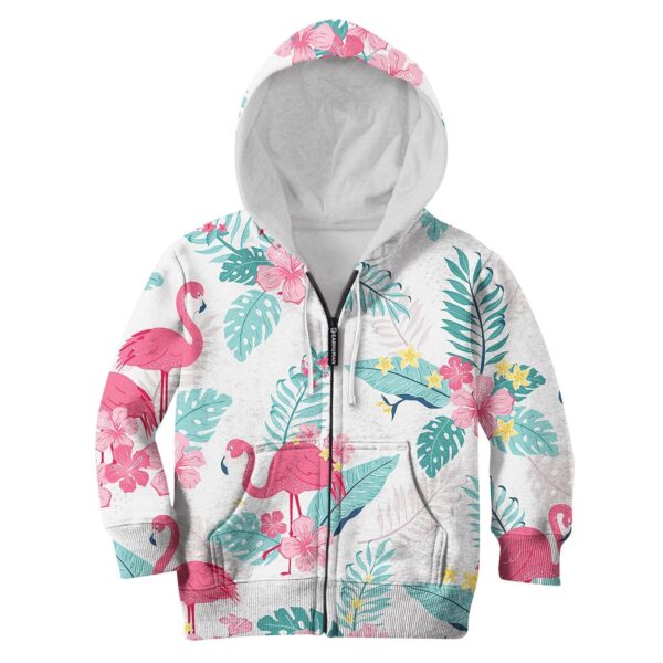 CUTE Flamingo Kid Custom Hoodies T-shirt Apparel HD-MV110729K kid 3D apparel Kid Zip Hoodie S/6-8