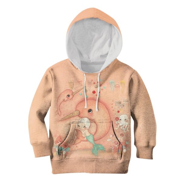 CUTE mermaid with fish Kid Custom Hoodies T-shirt Apparel HD-PET110333K kid 3D apparel Kid Hoodie S/6-8 