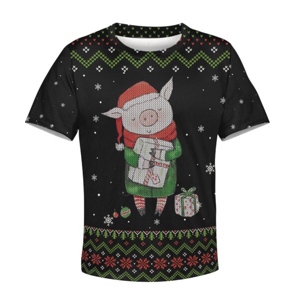 cute pig merry christmas Kid Custom Hoodies T-shirt Apparel HD-PET110251K kid 3D apparel Kid T-Shirt XS 