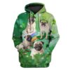 Cute Pugs Custom T-shirt - Hoodies Apparel HD-GH110664 3D Custom Fleece Hoodies Hoodie S