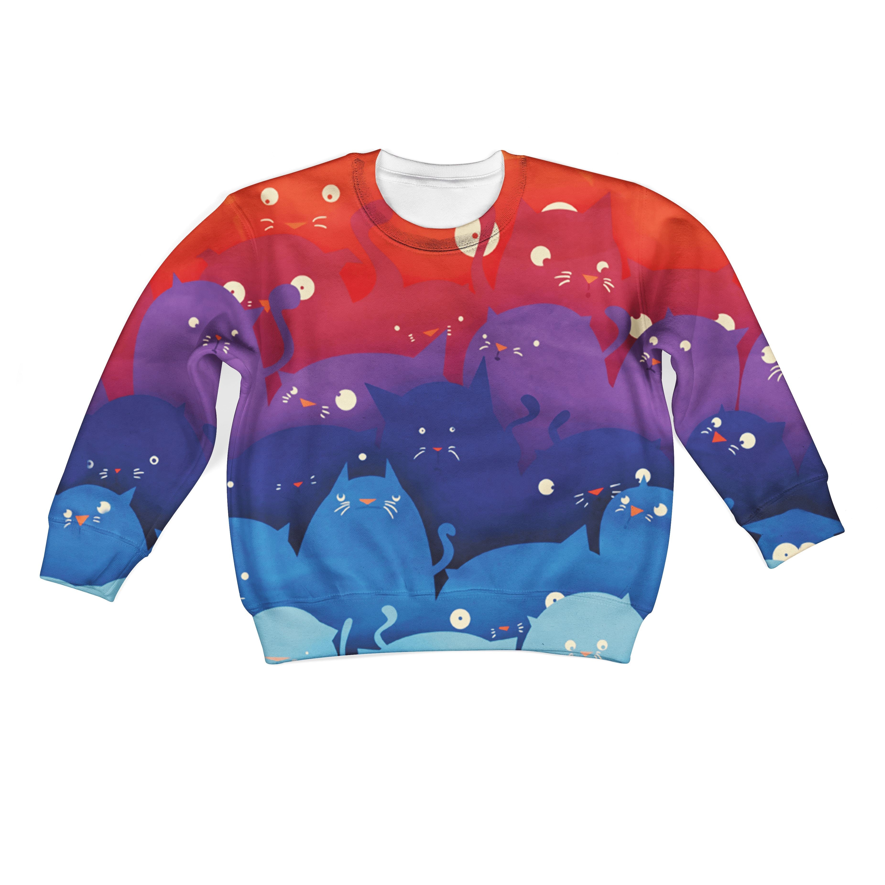 CUTE RAINBOW CATS Kid Custom Hoodies T-shirt Apparel HD-PET110216K kid 3D apparel Kid Sweatshirt S/6-8