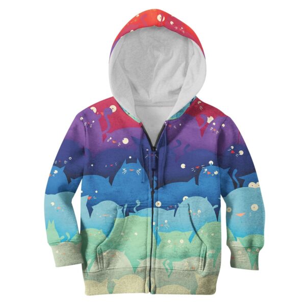 CUTE RAINBOW CATS Kid Custom Hoodies T-shirt Apparel HD-PET110216K kid 3D apparel Kid Zip Hoodie S/6-8