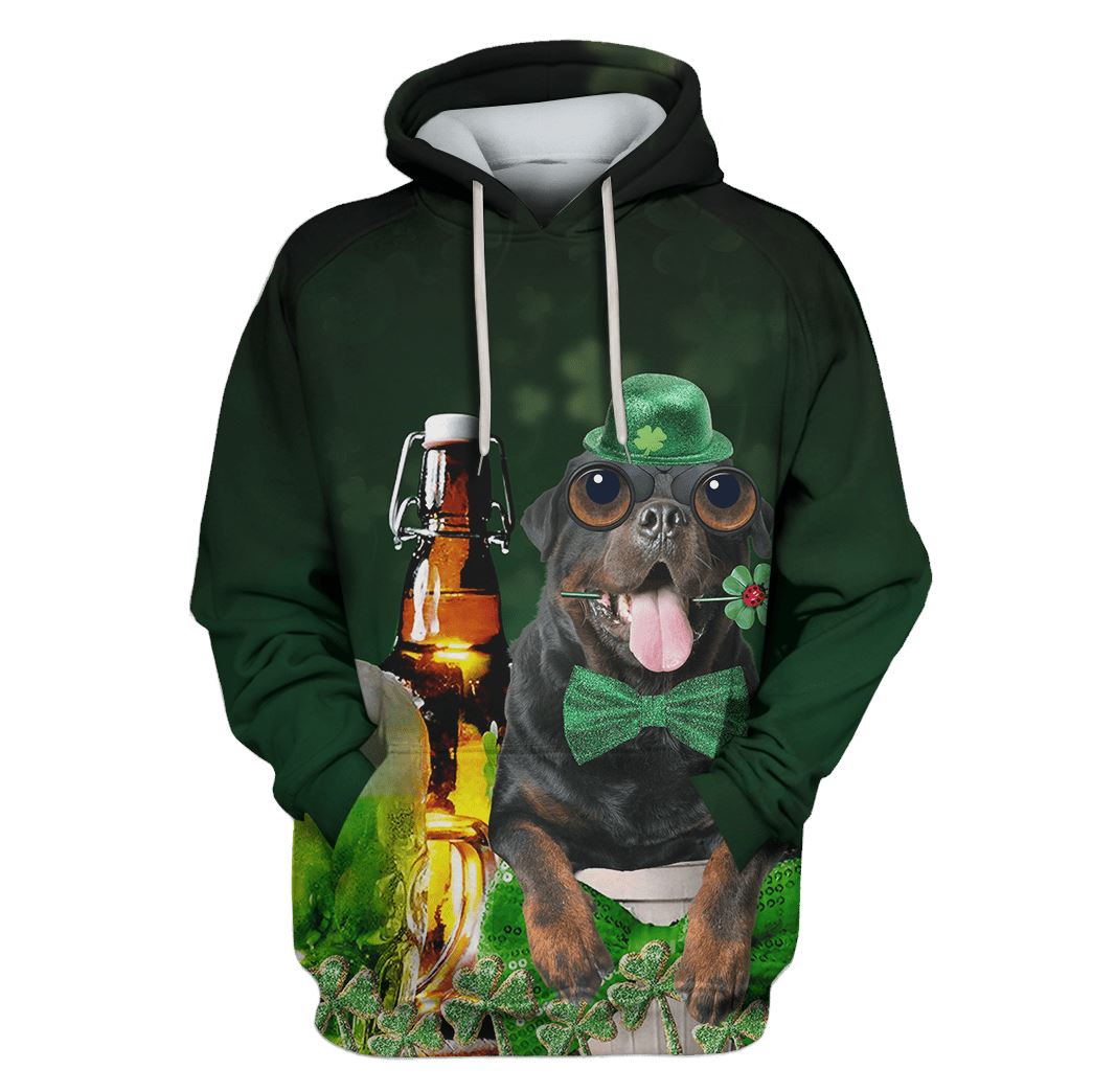 Cute rottweiler with beer Custom T-shirt - Hoodies Apparel HD-PET110457 3D Custom Fleece Hoodies Hoodie S