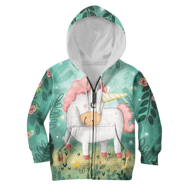 CUTE UNICORN Kid Custom Hoodies T-shirt Apparel HD-PET110327K kid 3D apparel Kid Zip Hoodie S/6-8 