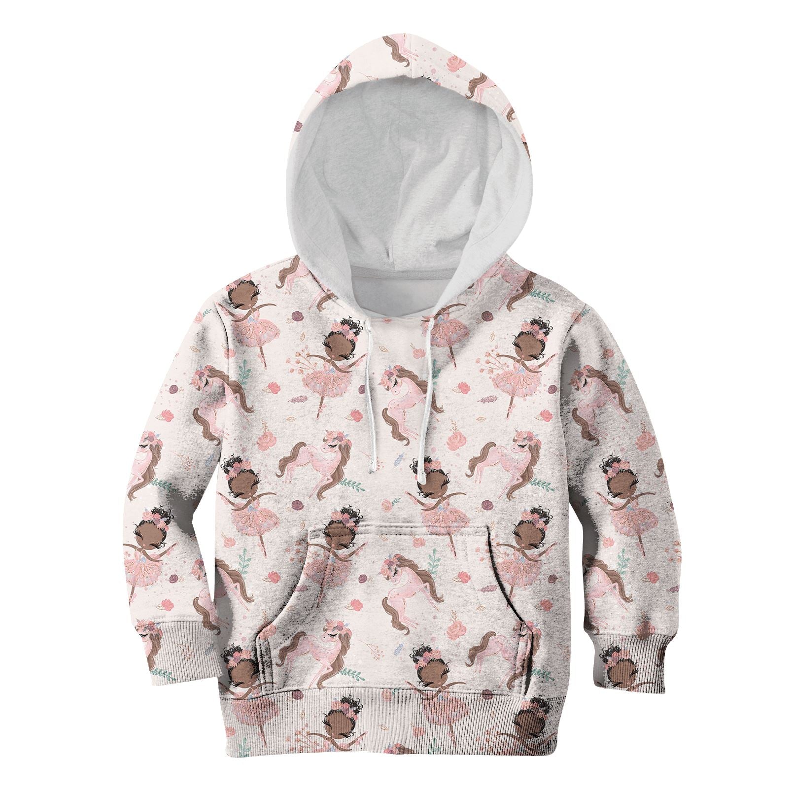 cute unicorn with Princess Kid Custom Hoodies T-shirt Apparel HD-PET110316K kid 3D apparel Kid Hoodie S/6-8