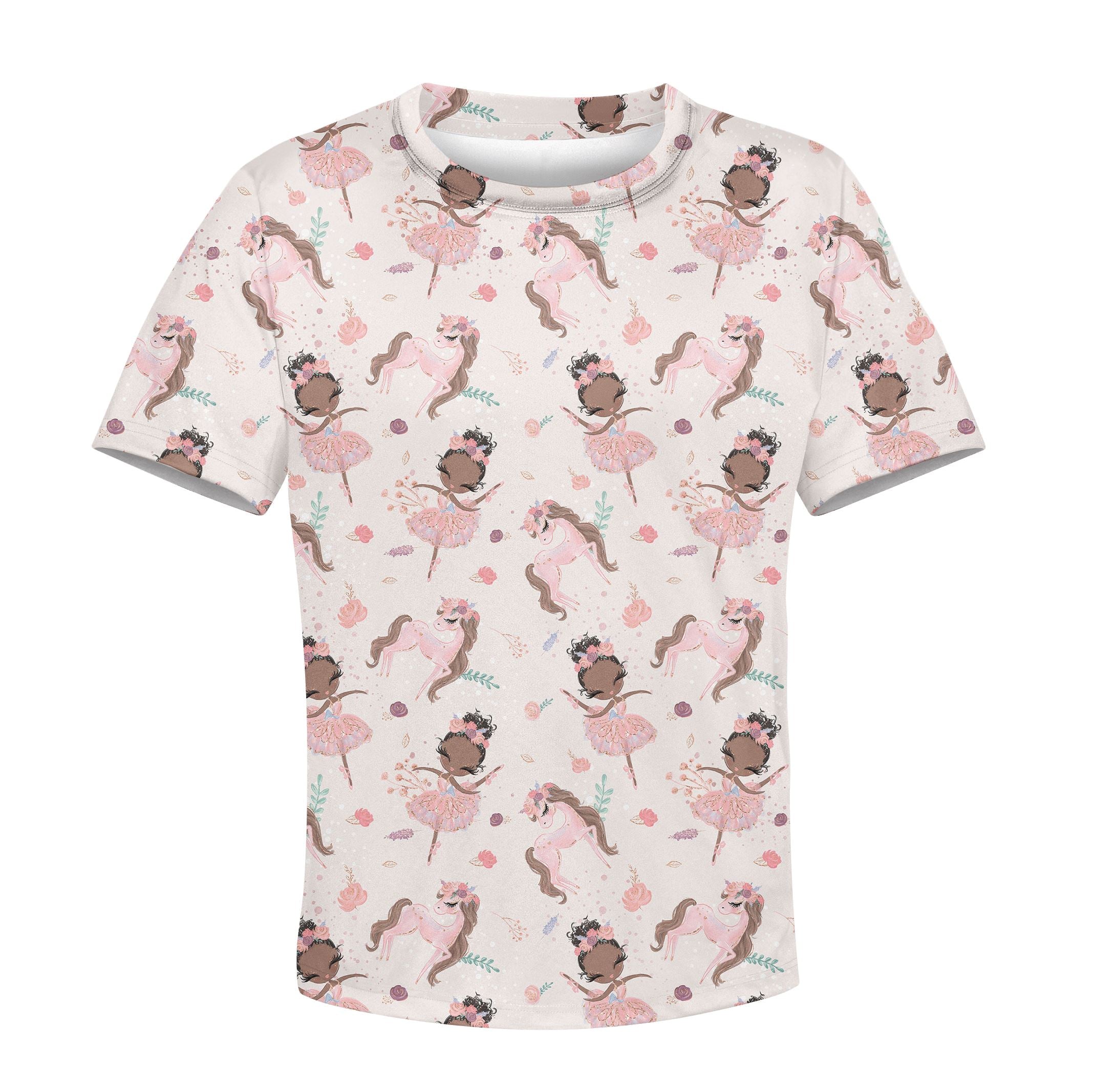 cute unicorn with Princess Kid Custom Hoodies T-shirt Apparel HD-PET110316K kid 3D apparel Kid T-Shirt XS