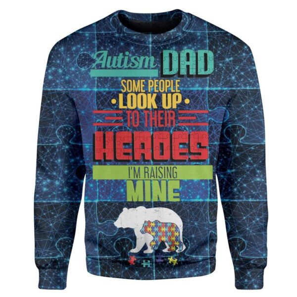 Daddy Bear Autism Custom T-Shirts Hoodies Apparel AU-DT3101204 3D Custom Fleece Hoodies Long Sleeve S
