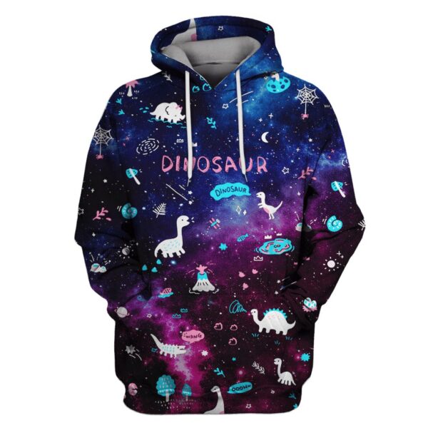 Dinosaur in the galaxy background Custom T-shirt - Hoodies Apparel GH110437 3D Custom Fleece Hoodies Hoodie S 