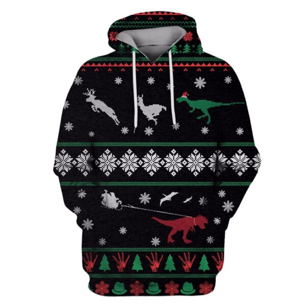 DINOSAURS IN CHRISTMAS DAY Custom T-shirt - Hoodies Apparel HD-UGL110213 3D Custom Fleece Hoodies Hoodie S 