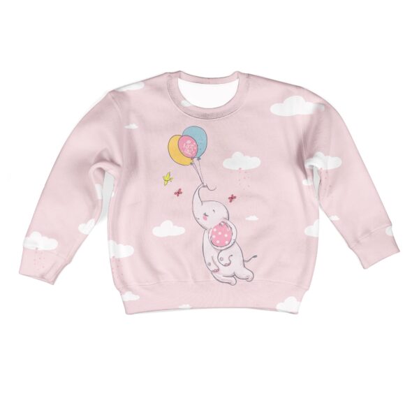 Elephant And Balloons Custom Hoodies T-shirt Apparel HD-PET110277K kid 3D apparel Kid Sweatshirt S/6-8