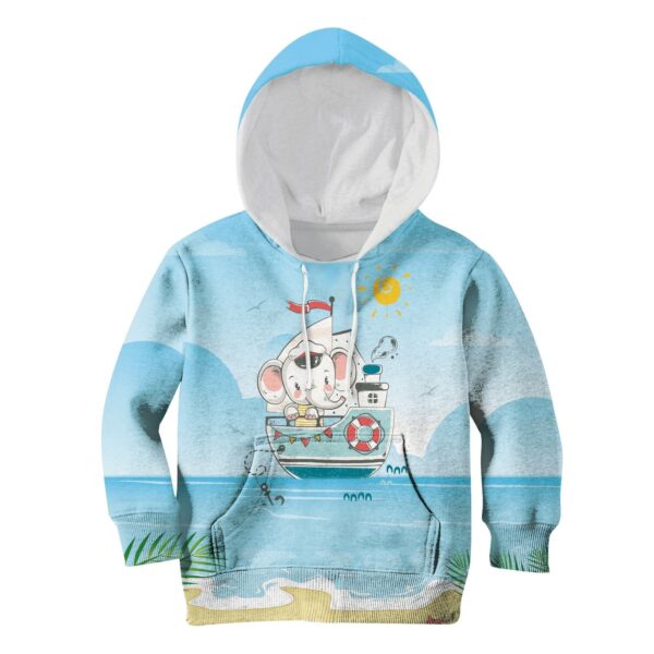 Elephant on the ship Kid Custom Hoodies T-shirt Apparel HD-PET110268K kid 3D apparel Kid Hoodie S/6-8