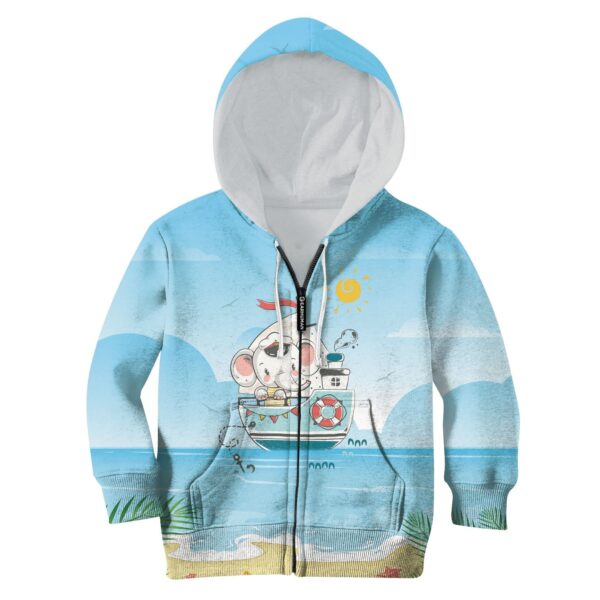 Elephant on the ship Kid Custom Hoodies T-shirt Apparel HD-PET110268K kid 3D apparel Kid Zip Hoodie S/6-8