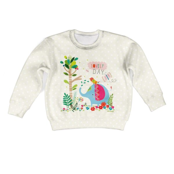 Elephant with a lovely day Kid Custom Hoodies T-shirt Apparel HD-PET110298K kid 3D apparel Kid Sweatshirt S/6-8