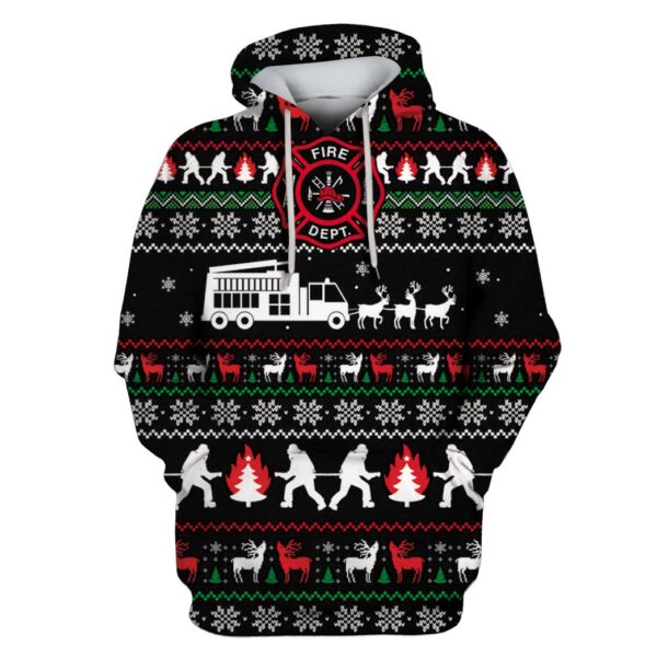 Firefighter Merry Christmas Custom T-shirt - Hoodies Apparel HD-UGL110207 3D Custom Fleece Hoodies Hoodie S 