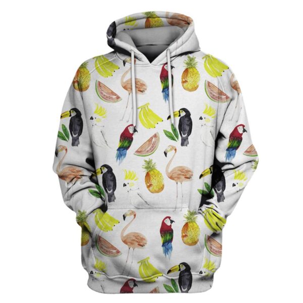Flamingo with banana Custom T-shirt - Hoodies Apparel HD-PET110225 3D Custom Fleece Hoodies Hoodie S 