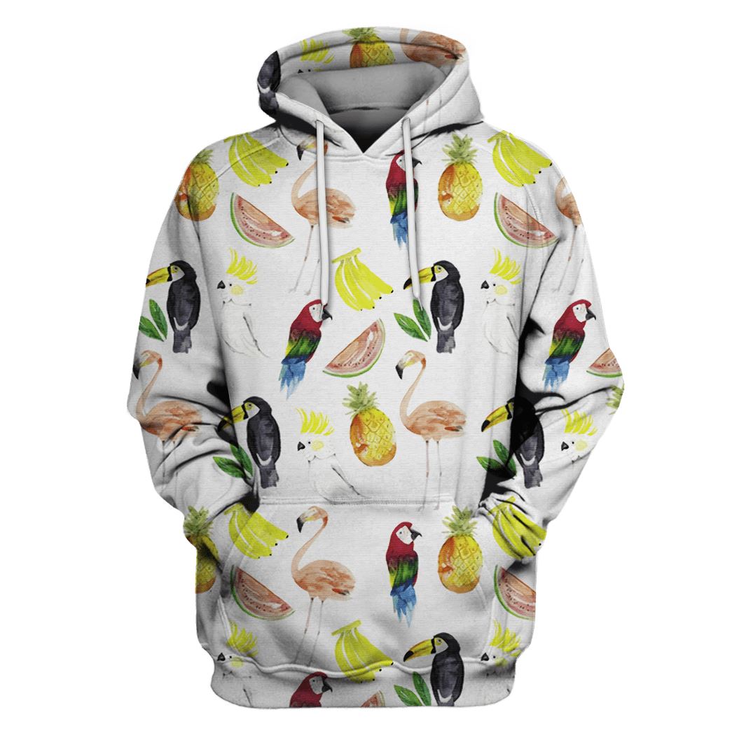 Flamingo with banana Custom T-shirt - Hoodies Apparel HD-PET110225 3D Custom Fleece Hoodies Hoodie S