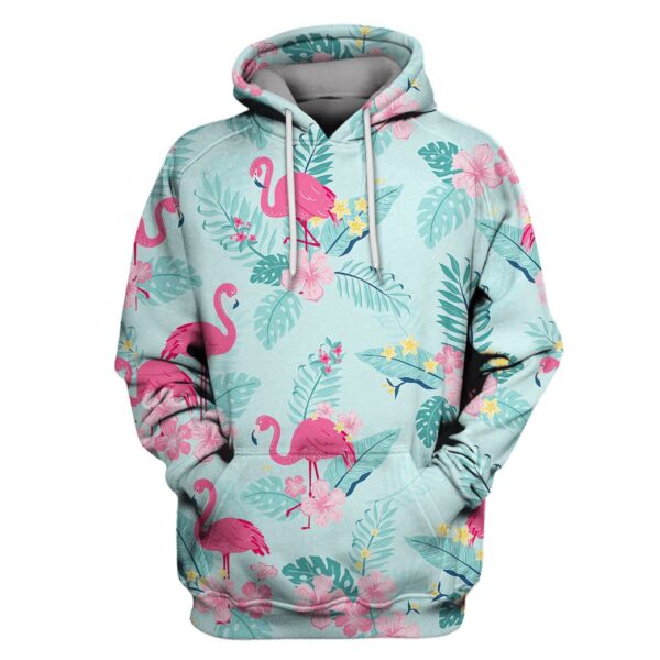 Flamingo with flowers Custom T-shirt - Hoodies Apparel HD-PET110222 3D Custom Fleece Hoodies Hoodie S 