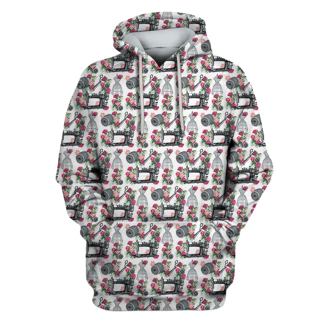 Flower Sewing Machine Custom T-shirt - Hoodies Apparel HD-GH110559 3D Custom Fleece Hoodies Hoodie S
