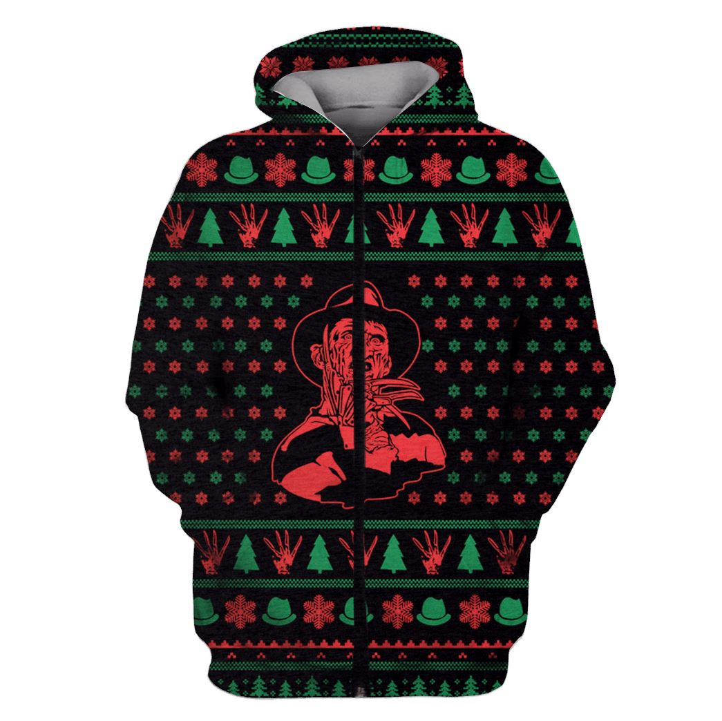 Freddy Krueger in Nightmare on Elm Street Custom T-shirt - Hoodies Apparel HD-MV110674 3D Custom Fleece Hoodies Zip Hoodie S