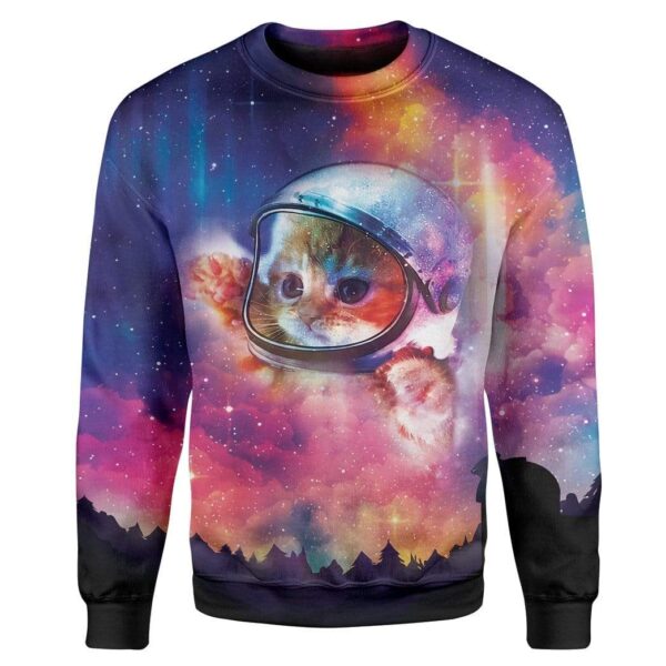 Galaxy Astronaut Cat Custom T-Shirts Hoodies Apparel CT-AT3112191 3D Custom Fleece Hoodies Long Sleeve S