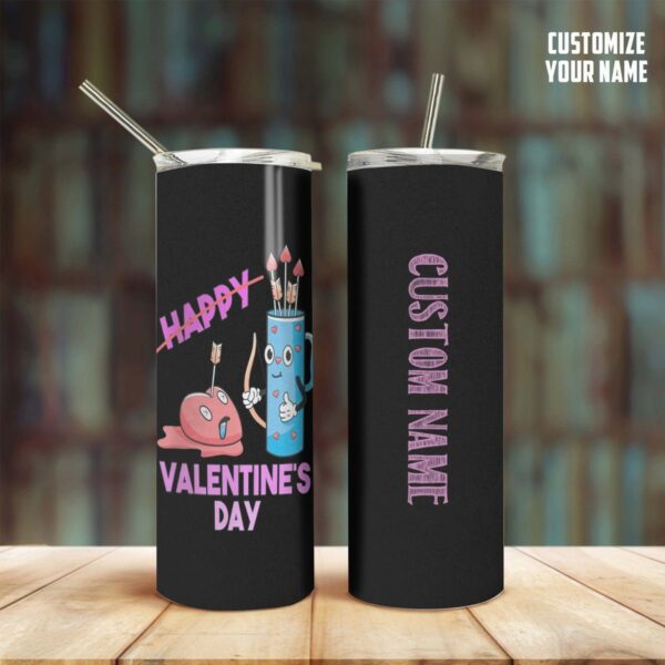 GearHuman 2D Happy Valentines Day Custom Name Tumbler GR110116 Tumbler Long 20oz 