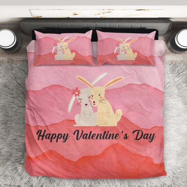 GearHuman 3D Adorable Bunny Couple Valentine Custom Bedding GR050110 Bedding Set 