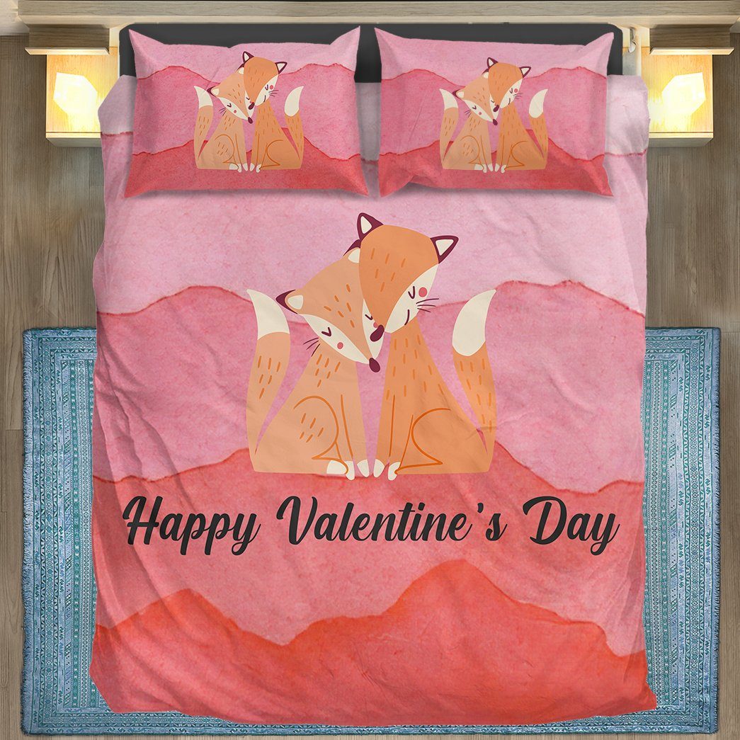 GearHuman 3D Adorable Fox Couple Valentine Custom Bedding GR050111 Bedding Set