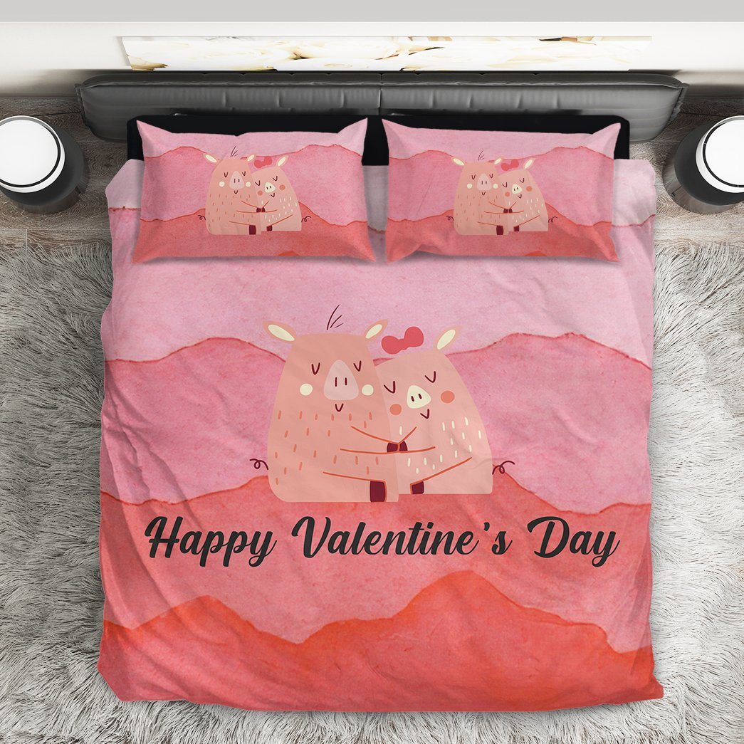 GearHuman 3D Adorable Pig Couple Valentine Custom Bedding GR05019 Bedding Set