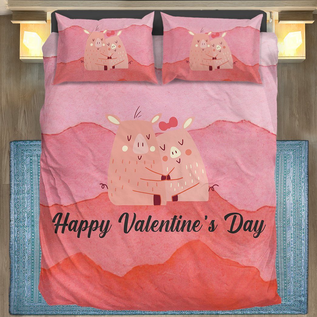 GearHuman 3D Adorable Pig Couple Valentine Custom Bedding GR05019 Bedding Set