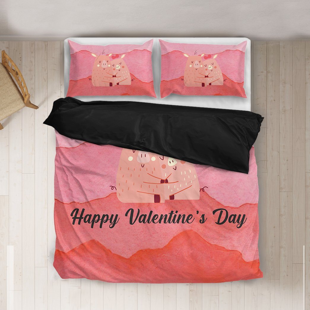 GearHuman 3D Adorable Pig Couple Valentine Custom Bedding GR05019 Bedding Set