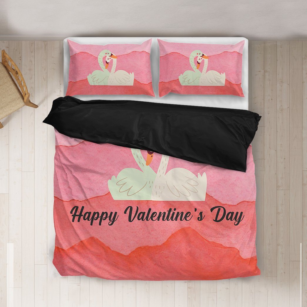 GearHuman 3D Adorable Swan Couple Valentine Custom Bedding GR050112 Bedding Set