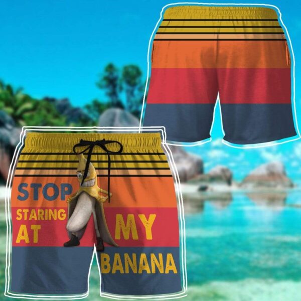 Gearhumans 3D Stop staring at my banana Summer Beach Shorts Swim Trunks GV070712 Men Shorts