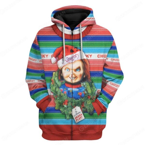 Gearhumans Custom Chucky Apparel HD-TT2091901 3D Apparel Zip Hoodie S 