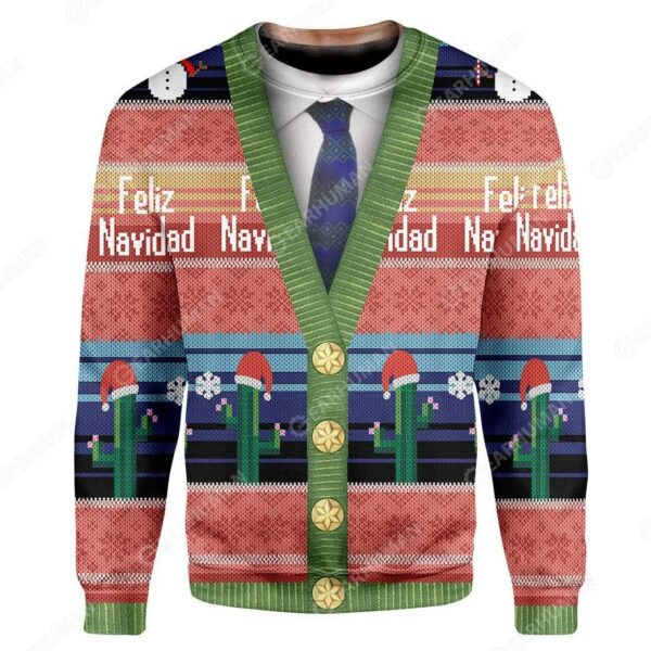 Gearhumans Custom Feliz Navidad Apparel HD-TT1991906 3D Apparel Long Sleeve S