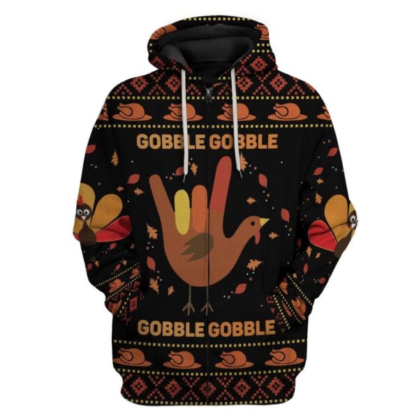 Gearhumans Custom Ugly Gobble Apparel HD-DT17101914 3D Apparel Zip Hoodie S 