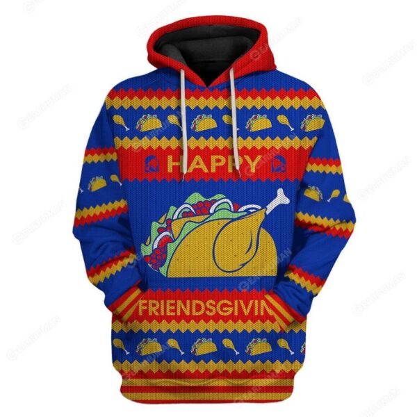 Gearhumans Custom Ugly Happy Friendsgiving Apparel HD-TT19101909 3D Apparel Hoodie S 